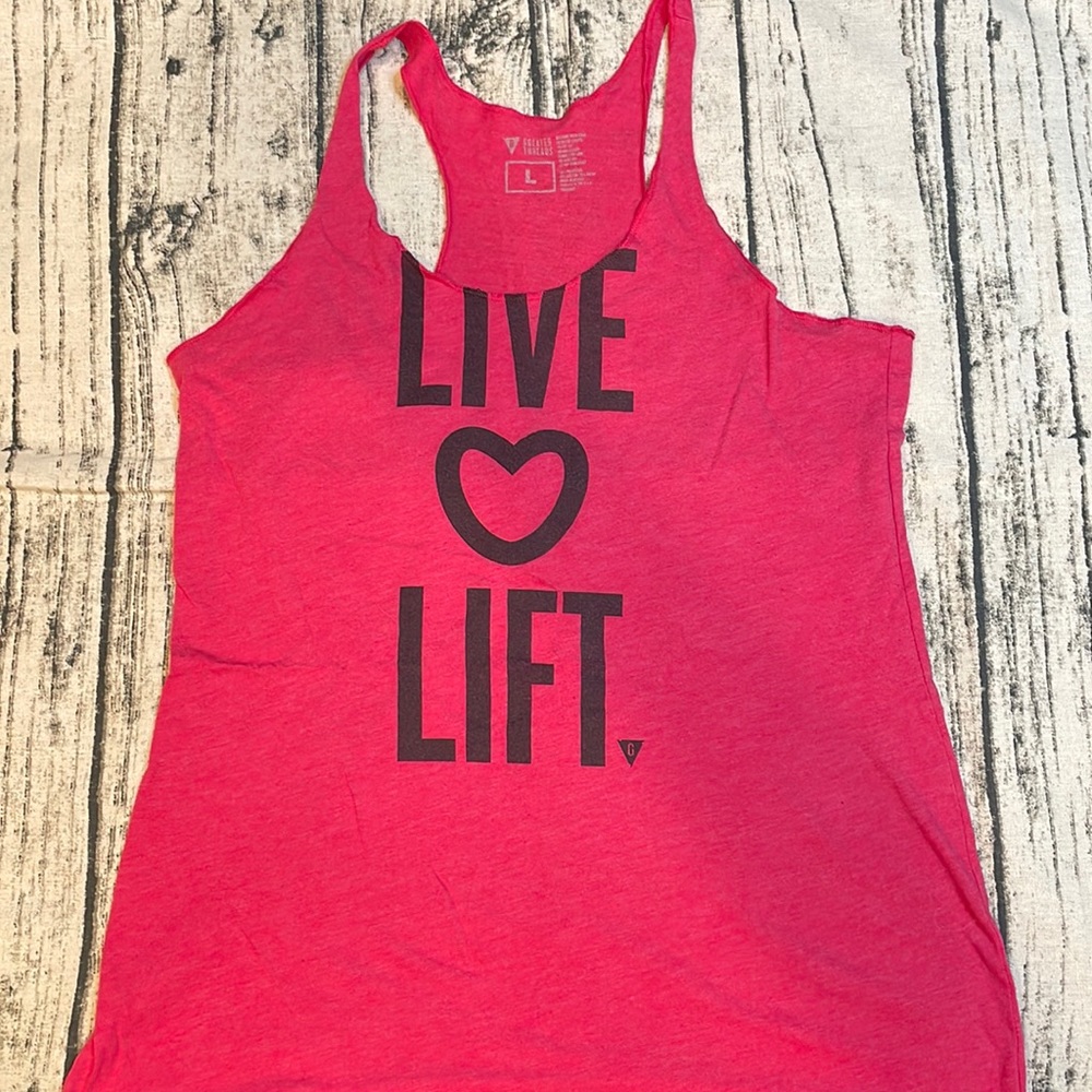 Live love lift large pink tank
